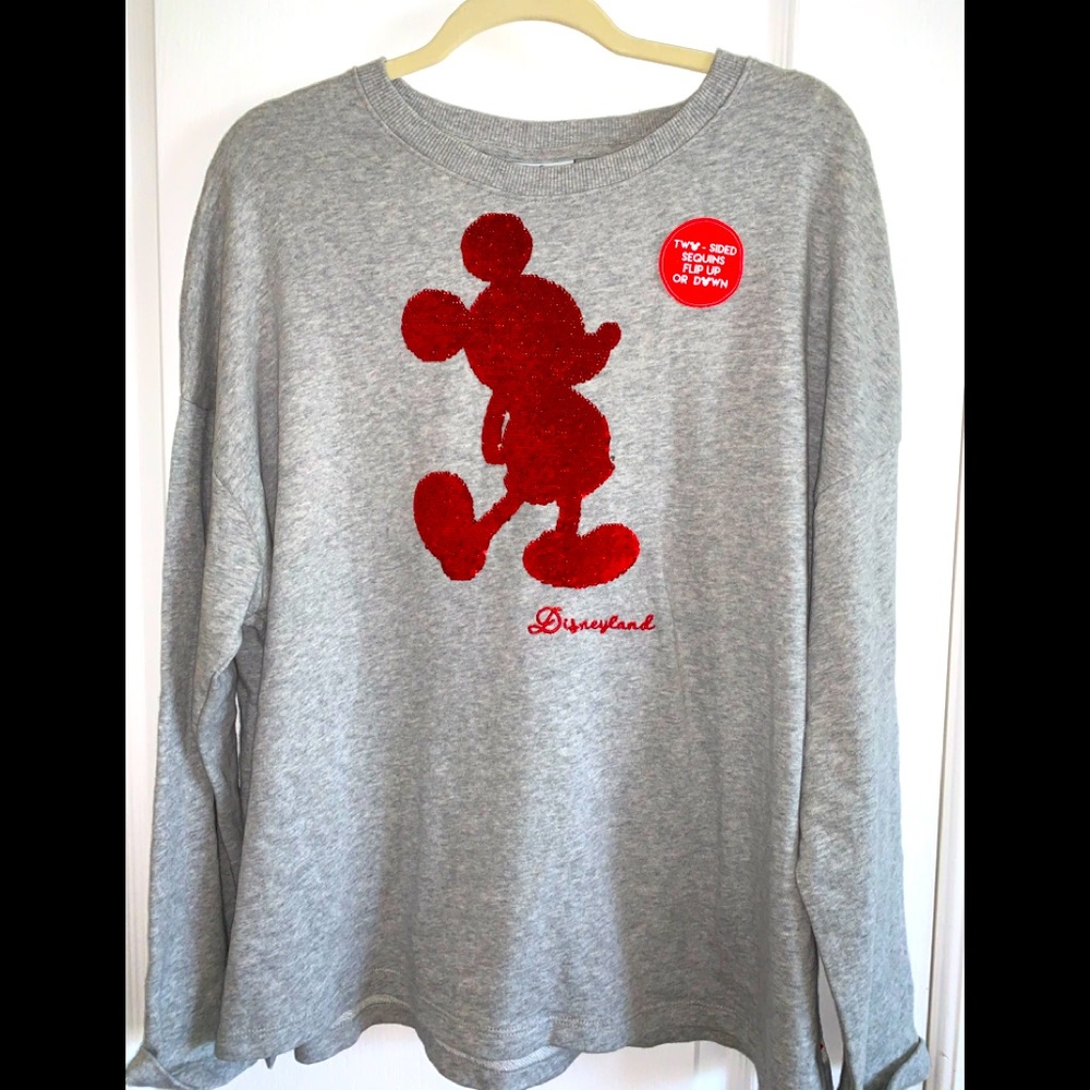 NWT: Mickey Mouse DLand Sequin Sweatshirt Large